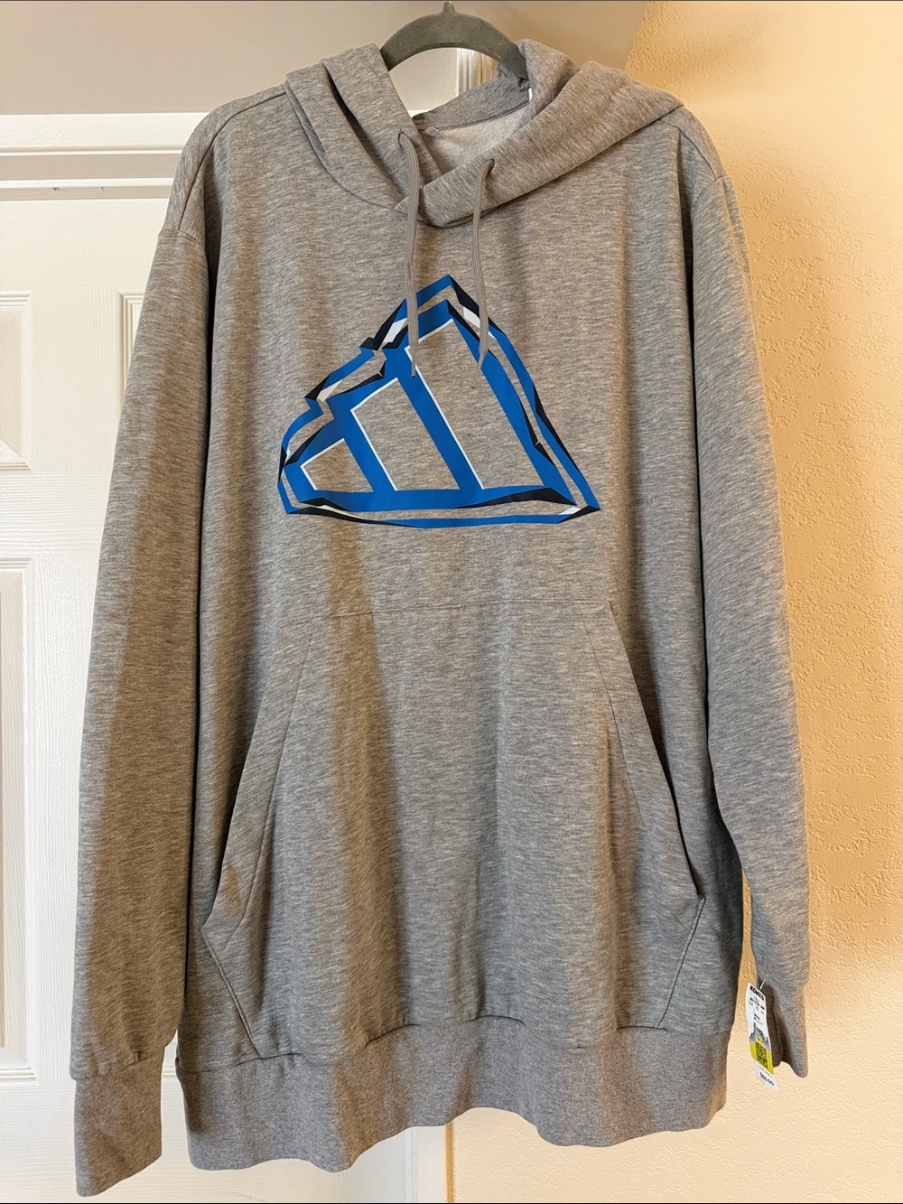 NWT Adidas Men’s Grey Pullover Hoodie with Blue Logo Size 2XLT